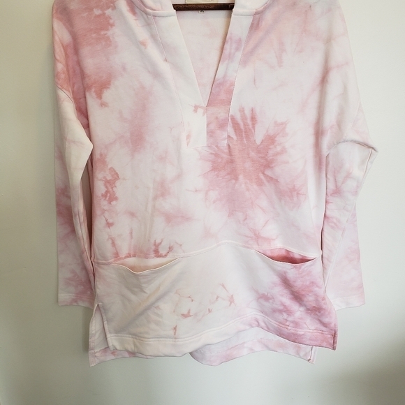 Melloday Pink Tie Dye Pullover Hoodie Sweatshirt Womens Size Small Oversized - Picture 2 of 11